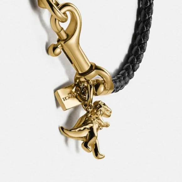 Coach 🦕 Rexy Dinosaur 🦕 Charm Leather Braided Bracelet - Picture 1 of 4